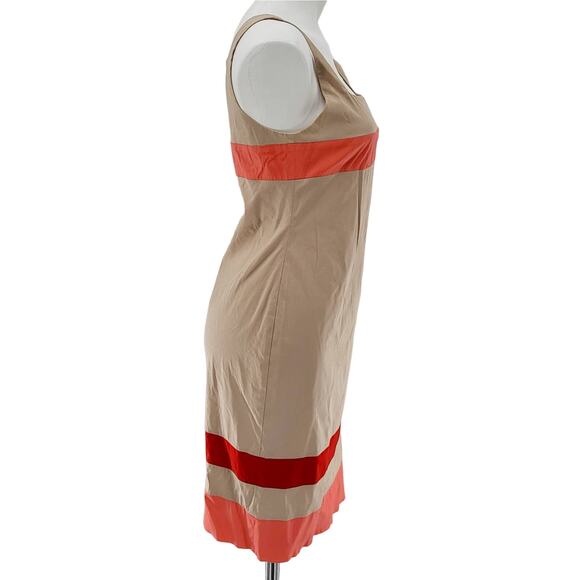 BOSS HUGO BOSS Elbise Tan Pink and Red Sheath Sleeveless Dress Women's Size 4 US - Picture 4 of 10